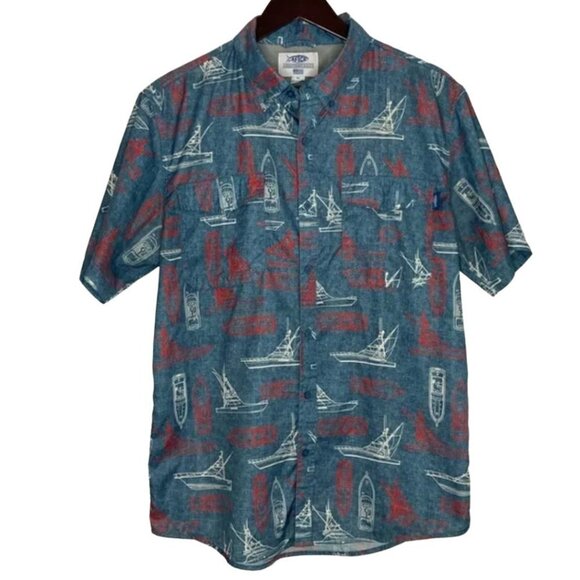 AFTCO Fishing Shirt Performance Button Down Vented Medium - Picture 1 of 8